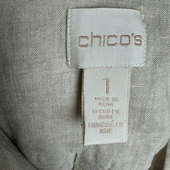 Chico's 100% Linen V Neck Button Tunic Top Blouse Size 1 Like NEW - Picture 11 of 12